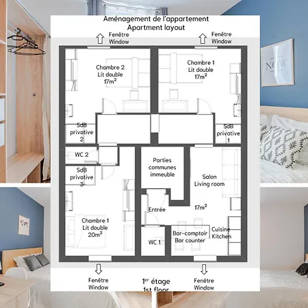 Apartman 3 Appts - 3 A 7 Lits - Parfait 6 A 10 Pers - Max 29 Pers - 1 Immeuble - Convivialite, Rentabilite ------ - 3 Apts - 3 To 7 Beds - Ideal For 6 To 10 Guests - Up To 29 - Same Building -- Cattenom