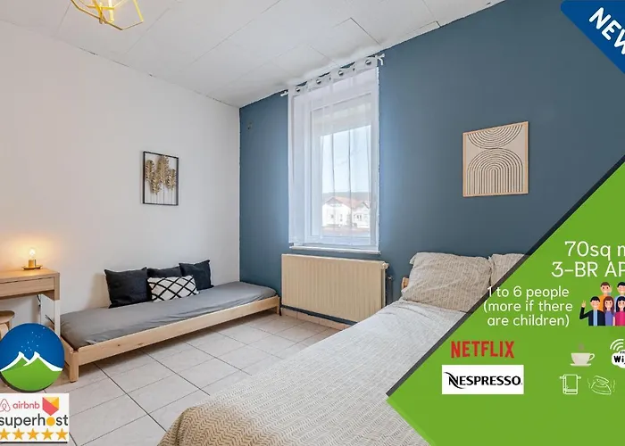 Apartment New Cattenom - For Teams & Families - 4 To 7 Beds, 3-min Parking Hettange-Grande